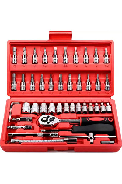 Choice صندوق أدوات مكون من 46 قطعة لإصلاح السيارات، يتضمن مفتاح ربط وسقاطة، م...