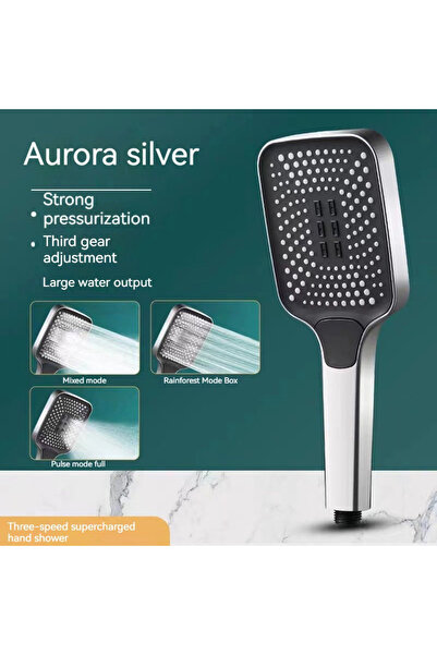 Choice1 Silver Black Adjustable Shower Head With 3 Modes Large Flow Shower He...