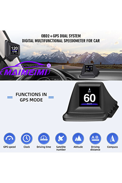 Choice OBD2+GPS Multi-function HUD Gadget On-board Computer A-pillar Trim Ins...