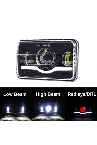 Choice1 1 PCS 12V 24V 4x6 inch LED Headlights H4 Led Work Light Square Light ...