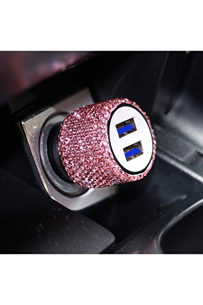 Choice pink Car Bling USB Styling Diamond Car Accessories Interior Car Dual U...