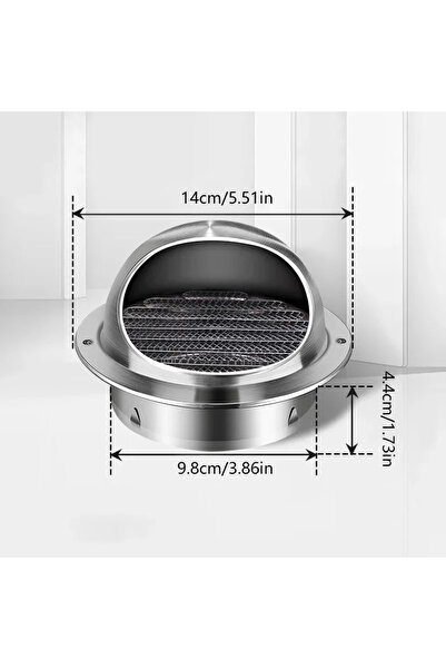 Choice غطاء شفاط جداري من الفولاذ المقاوم للصدأ، قطر 100/150 مم، فتحة تهوية، ...