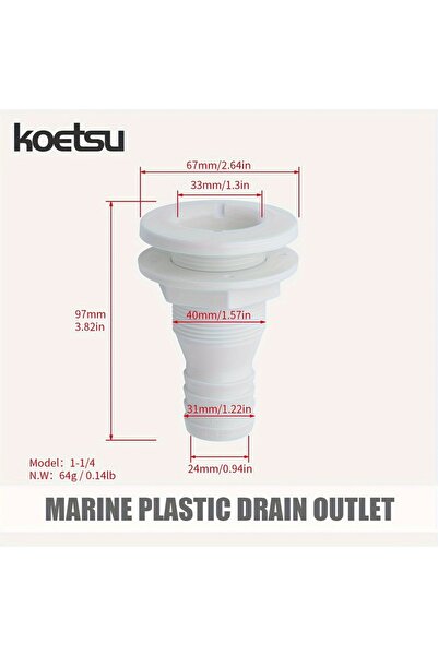 Choice أنبوب تصريف بلاستيكي بحري برتقالي اللون من KOETSU، أنبوب تصريف أبيض لل...