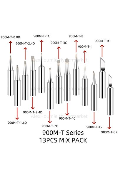 Choice مجموعة من 13 قطعة من رؤوس مكواة اللحام 900M-T، بمقاسات متنوعة IS/I/B/K...