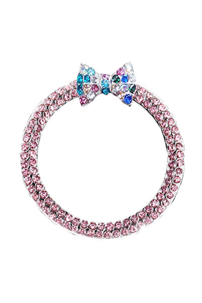 Choice زر تشغيل السيارة مزين بفيونكة من أحجار الراين الوردية، قطعة واحدة، دائ...