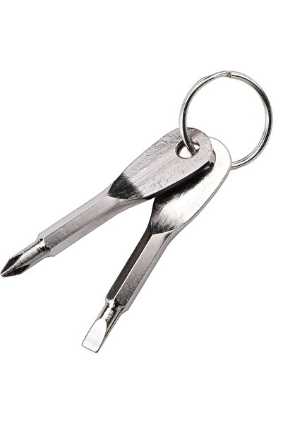 Choice1 Silver Portable Phillips Slotted Screwdriver Set Key Ring Keychain Mi...