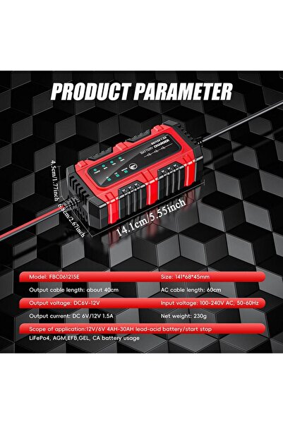 Choice EU Car Battery Trickle Charger and Maintainer 1.5A 6V/12V Truck Trickl...