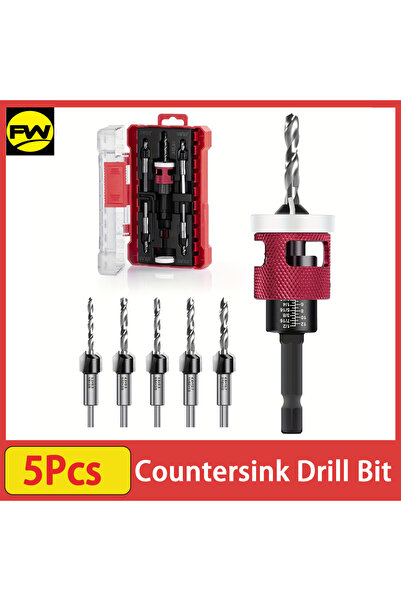 Choice 5Pcs 5Pcs Countersink Drill Bit with Low Friction Depth Stop, Replacea...