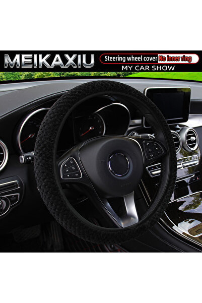 Choice غطاء عجلة قيادة شتوي أسود ناعم ودافئ للنساء، مصنوع من القطيفة، بدون مط...