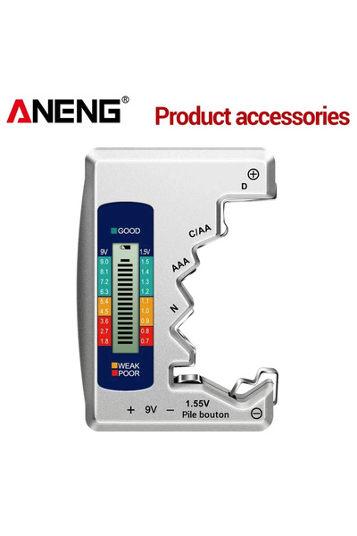 Choice3 جهاز اختبار بطارية شاشة LCD فضية ANENG ANENG C AA AAA D N 9 فولت 1.55...