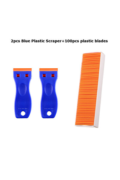 Choice3 Blue 102pcs Plastic Razor Blade Scraper Remove Label Tool Forwithout ...