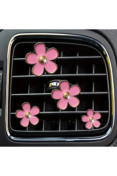 Choice3 4 قطع وردية اللون، مشابك صغيرة لتزيين فتحة تهوية السيارة، بتصميم زهرة...