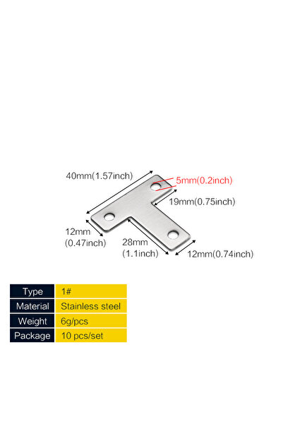 Choice 40 قطعة (10 قطع) دعامات زاوية على شكل حرف T، موصلات على شكل حرف T، مقا...