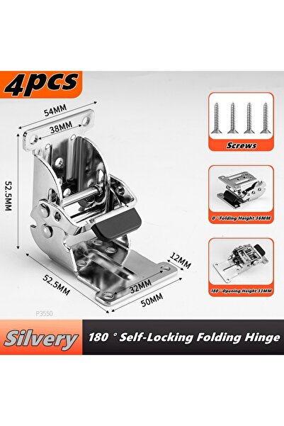 Choice 4 قطع من المفصلات الفضية ذاتية القفل القابلة للطي بزاوية من 0 إلى 180 ...