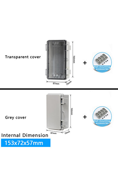 Choice40 Transparent Cover 166x87x70mm IP66 Outdoor Waterproof ABS Gray/Trans...