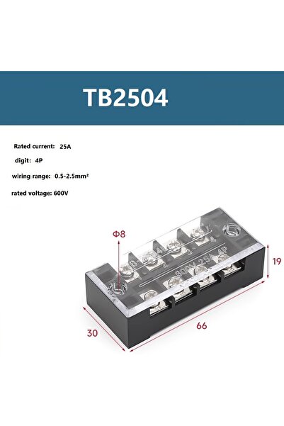 Choice1 موصل سلكي أسود مزدوج الصفوف ذو طرف لولبي حاجز TB2504، 25 أمبير، 600 ف...