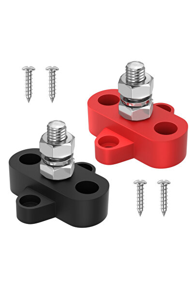 Choice قضيب توزيع طاقة أحمر وأسود 12 فولت 250 أمبير، موصل أحادي بمسمار M8 مقا...