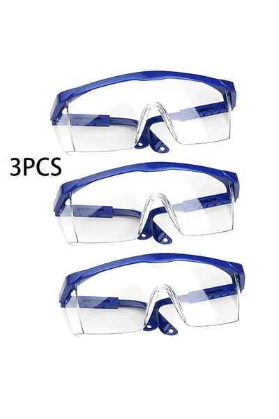 Choice1 3 قطع زرقاء، 3 قطع نظارات أمان للعمل مضادة للرذاذ، نظارات واقية للمخت...