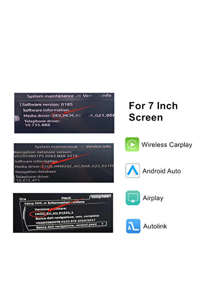 Choice محول لاسلكي MHIG DEV CLU CARABC CarPlay Android Auto مقاس 7 بوصات لسيا...