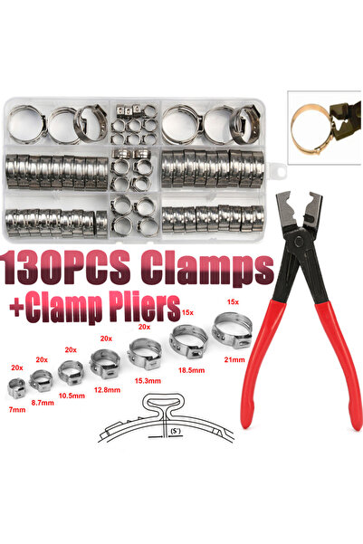 Choice مجموعة متنوعة من 130 قطعة من مشابك الخراطيم مفرد الأذن المصنوعة من الف...