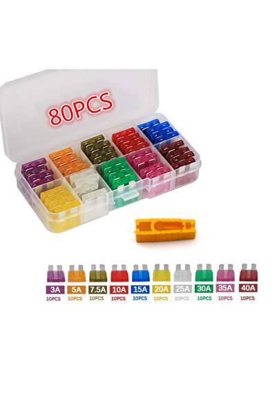 Choice 80pcs 80Pcs 12V 3A 5A 7.5A 10A 15A 20A 25A 30A 35A 40A Standard Blade ...