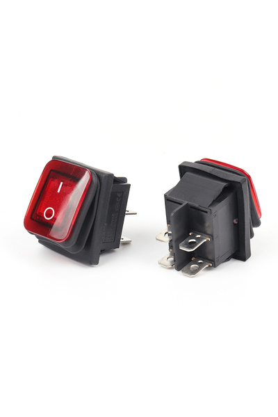 Choice مفتاح تشغيل/إيقاف مقاوم للماء، قطعتان، أحمر، زر ضغط رباعي الأطراف