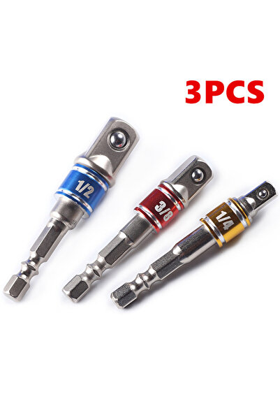 Choice مجموعة محولات مقابس 3 قطع، مقاسات 1/4 بوصة، 3/8 بوصة، 1/2 بوصة، تتضمن ...