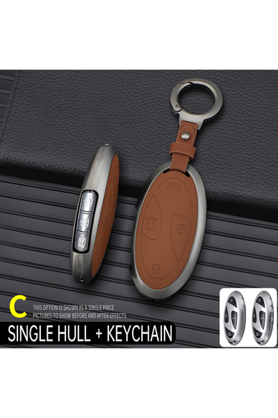 Choice5 غطاء حماية لمفاتيح السيارة من سبائك الزنك والجلد، طقم دائري بني، 5/7 ...