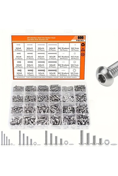 Choice 600pcs Light Grey 600pcs Stainless Steel Hardware Kit - M2,M3,M4,M5 Si...