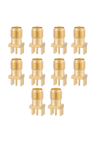 Choice Gold 10pcs Brass SMA Connector Female Base Socket Jack PCB Mount 50 Oh...