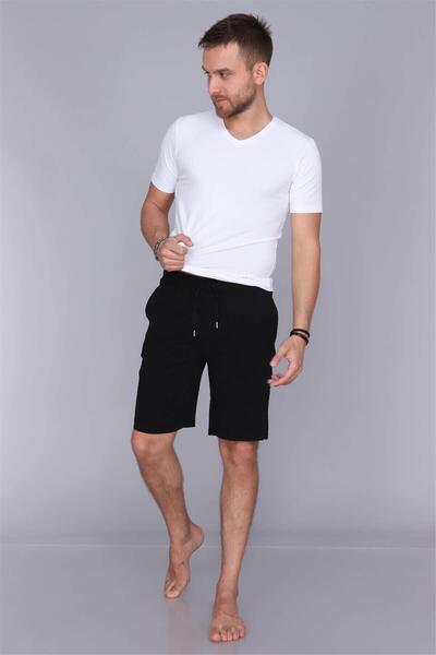 OBJE Men's Black Lycra Shorts with Pockets