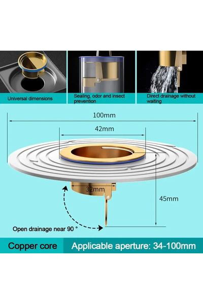 Choice Copper Core Gray All Brass Floor Drain Core,Shower Floor Strainer Cove...