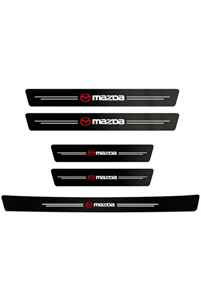 Mazda 5Pcs Car Door xTrunk Carbon fiber protective stickers for car door sill...