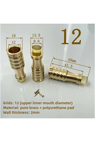 Choice قطعة واحدة 12 مم، طرف عكاز نحاسي مانع للانزلاق، مقاس 12-26 مم، بديل لأ...