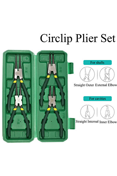 Choice طقم كماشة سيركليب مكون من 4 قطع باللون الأسود، كماشة ذات أنف طويل مقاس...
