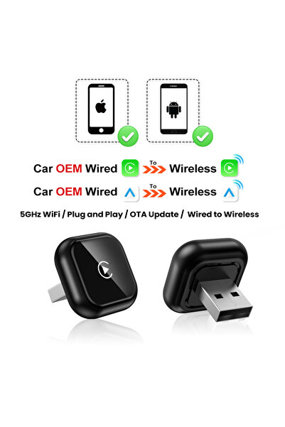 choice2 محول كاربلاي لاسلكي جديد A8-Black-Cable 2026، يعمل بنظام أندرويد أوتو...