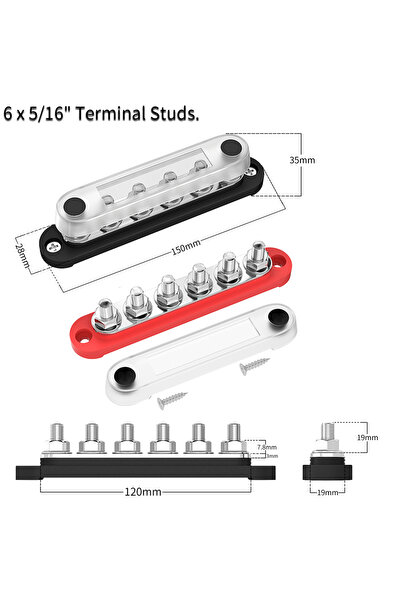 Choice5 2PCS 6XM8 DaierTek Car Terminal Blk Negative Bus Bar 12V 150A Termina...