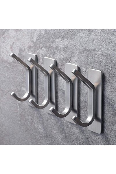 Choice مجموعة من 4 خطافات فضية اللون للمناشف، خطافات حمام ذاتية اللصق، خطافات...