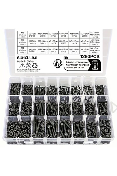 Choice مجموعة براغي وصواميل مترية متنوعة مكونة من 1260 قطعة - M2، M3، M4، 21 ...