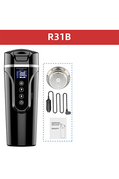 Choice غلاية كهربائية محمولة Black-R31B، كوب تسخين ذكي للسيارة يعمل بجهد 12 ف...