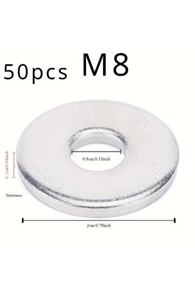 Choice 50 قطعة M8x20x1 [خيار شائع] 50 قطعة من حلقات غسيل مسطحة شديدة التحمل م...