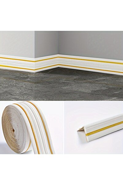 Choice 230cmx14cm white gold line 230cm/roll 3D foam wall trim strip sticker ...