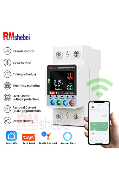 Choice قاطع دائرة ذكي يعمل بتقنية الواي فاي من RMshebei Tuya بقدرة 63 أمبير، ...