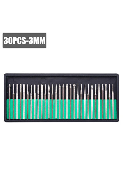 Choice1 30Pcs(3mm) 30pcs Shank Diamond Burs Set With Box For Dremel Electric ...