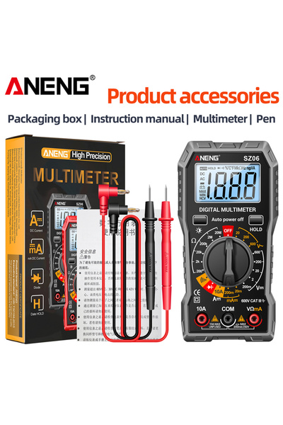 ANENG جهاز قياس متعدد الوظائف رقمي SZ06 أسود اللون، لقياس القيمة الفعّالة الح...