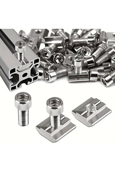 Choice M8 50 Pieces 25 Sets of Stainless Steel M8 T-Slot Nut Set Slider Nuts ...