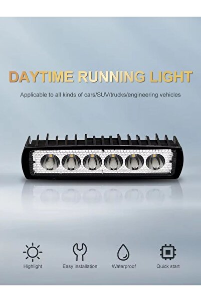 Choice مصباح عمل للسيارة بقوة 18 واط و6 مصابيح LED، مصباح كشاف عالي السطوع، م...