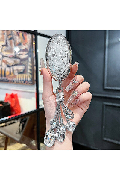 Choice جراب مفاتيح A3 وردي كريستالي من مادة TPU لسيارات هيونداي كونا EV جراند...