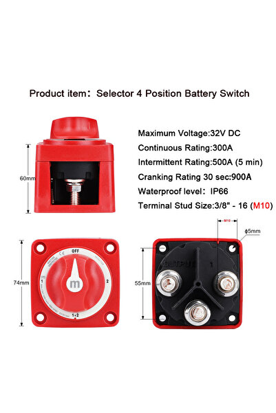 Choice4 مفتاح رباعي الأوضاع 2 3 مفتاح كتلة البطارية رباعي الأوضاع قطع مفرد مز...
