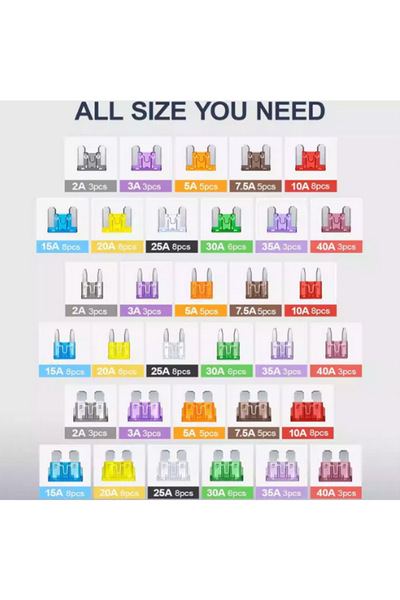 Choice مجموعة 180 قطعة من فيوزات السيارات المتنوعة، 60 فيوز صغير للسيارات + 6...